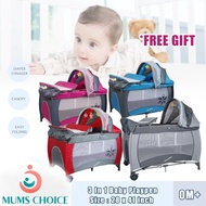 Mamakids baby playpen/ Foldable Bassinet / baby cot bed ( canopy with mosquito net + diaper changer 
