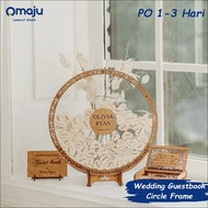 Wedding Guest Book Circle Frame Acrylic Aesthetic Wooden Wedding Guest Book Premium Rustic Decoratio
