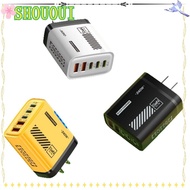 SHOUOUI 240W Charger Plug, USB A+C With Light Phone Charger Adapter, EU/US Multi Port Fast Charging 