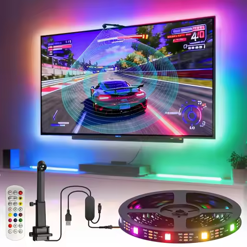 RGBIC TV Backlight with Camera Color Changing Game Light with Bluetooth App Control Music Synchroniz