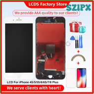 SZIPX เกรด AAA LCD สำหรับ iPhone 6 7 8 6S Plus,จอแสดงผล LCD สำหรับ iPhone 4S 5 5C 5S SE ไม่มีพิกเซลที่ตาย + กระจกเทมเปอร์ + อุปกรณ์ + เคส TPU XOIQP