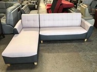 台中大慶二手家具 新品葛麗絲粉灰配色L型貓抓皮沙發/客廳沙發/辦公沙發/L型沙發/皮沙發/防貓抓皮
