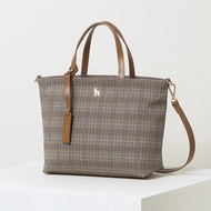 HAZZYS Puppy Logo Brown Check Tote Shoulder Bag with Detachable Strap / from Seoul, Korea