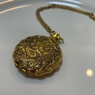 Vintage MAX FACTOR金色花鳥浮雕復古粉餅盒