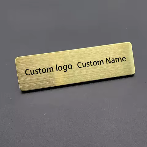 Shirley Custom 7*2cm Custom logo stainless steel name tag with brushed gold silver beauty salon empl