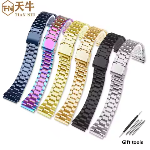18mm stainless steel watchband For Casio A158 A159 A168 A169 AE1200/1300 AQ-230 LA-680 A168w/A158W A
