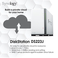 WaOnly019-3710-000 Synology DS223J 2-Bay Diskstation Default System Shipped Without Hard Disk