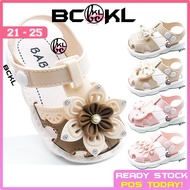【 BCKL 】Baby & Girls Flower Ribbon Sandals | Kids New Rubber Shoes Children Princess Twins | Kasut B