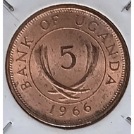 ( Syiling ) 5 CENTS 1966 / UGANDA