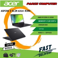 ACER Aspire 3 Slim A314 22 R3RG Ryzen 3 3250U 8GB 256GB W11 OHS Black