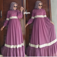 Gamis Danik Renda Bahan Ceruty Baby Doll Mewah Maxy Terbaru 2024