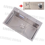 Kitchen sink stainless bak cuci piring stainless 1 lubang minimalis body 60*45CM/65*45CM/Perak Bak C
