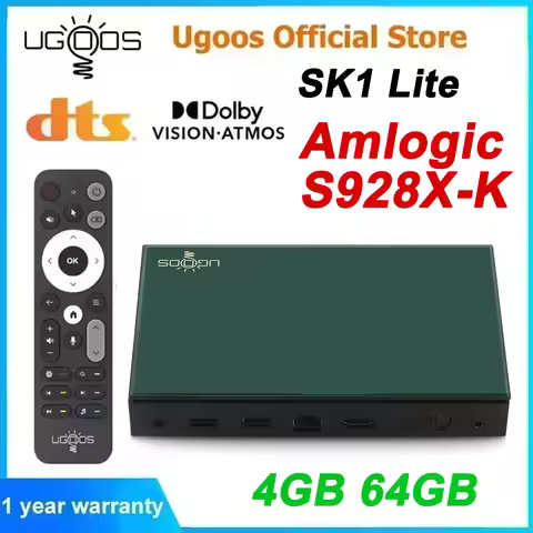 Ugoos SK1 Lite Smart TV Box Android 14 Amlogic S928X-K 4GB 64GB Wifi6 BT5.2 1000M Set Top Box Dolby 