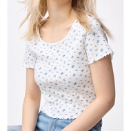 Pointer Flower Print T-shirt OS+EC GU/ Top Kaos Gu Japan- Po Japan