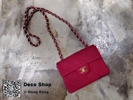 Vintage Chanel Fuchsia Fabric Mini Square Flap Bag
中古 紫紅色 布 金扣 方胖子
