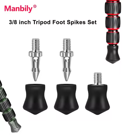 Manbily 3PCS Metal Tripod Foot Spikes Set Non-slip Rubber Monopod Accessories for Camera Tripod Mono