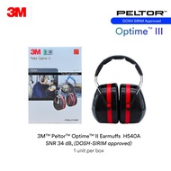 3M H540A Peltor Optime III Safety Earmuffs SNR 34 dB/ DOSH SIRIM approved/ H540A