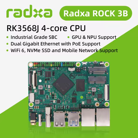 Radxa ROCK 3B RK3568J 4-core CPU SBC, Industrial Grade, and HDMI with 4K Output,Radxa ROCK 3B RK3568