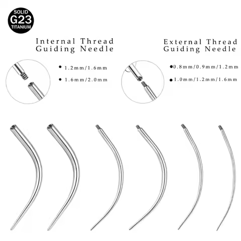 1PC 14G/16G/19G/20G G23 Titanium Perforated Cone Insertion Needle Curved Taper Stretch for Nose/Ears