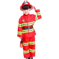 【Miss Lan】Kids Firefighter Uniform Halloween Cosplay Costumes Children Sam Fireman RolePlay Work Clo