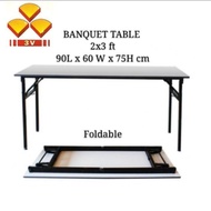 KT WARE 3V 2'x3' Heavy Duty Foldable Wood Top Banquet Table/ Folding Banquet Table/ Function Table/ Catering Table/ Buff