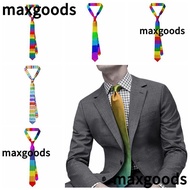 MAXGOODS1 Shirt Neckties, Rainbow Colorful Striped Tie, Casual Personality Men Accessories Gay