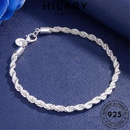 HILARY JEWELRY Perak Bangle Bracelet Korean For Rope Tangan Gelang 純銀手鐲手鏈 Silver Original Rantai Sterling Twist 925 Simple Man Accessories Lelaki Men B621