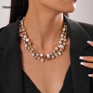 FRANCISCALFO Beaded Necklace, Elegant Exaggerate Colorful Necklace, Fashion Double-layer Irregular J