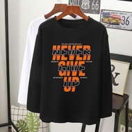  NEVER GIVE UP grafik T-shirt lengan panjang MUSLIMAH VIRAL perempuan lelaki wanita long sleeve women men