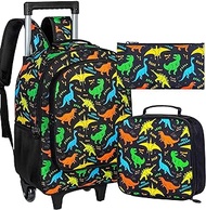 3PCS Rolling Backpack for Girls Boys, Kids Roller Bookbag with Wheels, Wheeled School Bag Set for Elementary