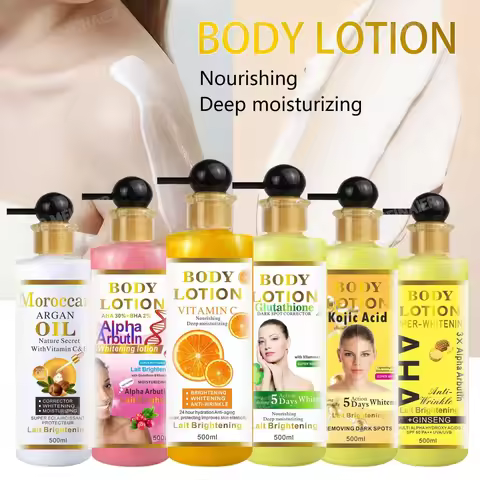 500ml Argan Whitening Body Lotion Moisturizing Refreshing and Not Greasy Body Cream Kojic Acid and C