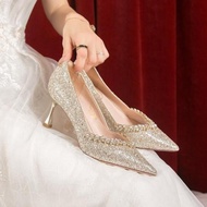 1063 6cm and 8cm High Heels Size 34-40/ Imported wedding Heels GN Glitter Heels/