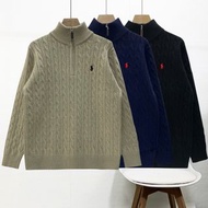 Polo Ralph Lauren 拉夫勞倫 男士半高領拉鏈麻花針織毛衣 | 官網新款 加厚400克重面料 質感厚重 柔軟舒適 多場景穿搭