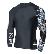 LAFROI Men's Long Sleeve SwimSuit Fit Compression Rash Guard Sportswear Gym Clothes Fitness Rush gua