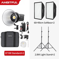 200Ws สดใส2ชิ้น EF100แฟลชวิดีโอ LED ไฟสตูดิโอรูปภาพถ่ายแสงกลางวันให้แสงสว่างปรับแต่งความสว่าง Bowens