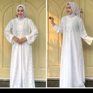 PUTIH White Lace Gamis By Umrah Maxy Dress White Abaya Saudi Turkey