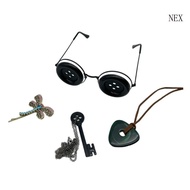 NEX 4 Pcs Anime Button Eyes Glasses Keys Pendant Necklace Halloween Accessories