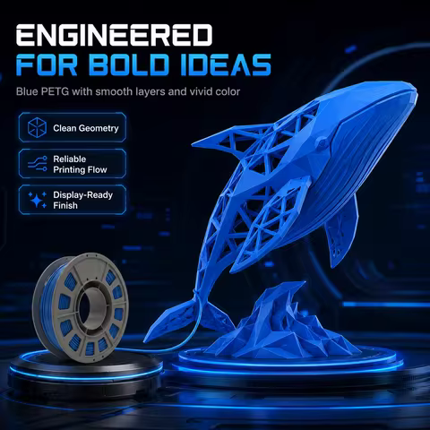 PETG 3D Printer Filament 1.75mm, 300g Compact Spool Cyan, Dimensional Accuracy +/- 0.03mm, Smooth Fe