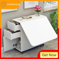 Foldable Dining Table With Drawer Kitchen Storage Cabinet Space Saver Household Folding Table With Wheel Mobile tquK