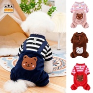 ORIENOR Fleece Dog Jumpsuit, Soft Fleece Warm Plush Pet Dog Clothes, Cozy With Leash Ring Jumpsuit D
