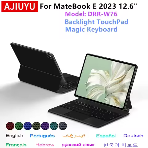AJIUYU Backlight Magic Keyboard for Huawei MateBook E 2023 12.6 inch DRR-W76 Tablet Smart Magnetic C