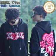 kzdall原創設計愛心拼圖毛繡連帽運動秋冬男女嘻哈頭休閒寬鬆    全