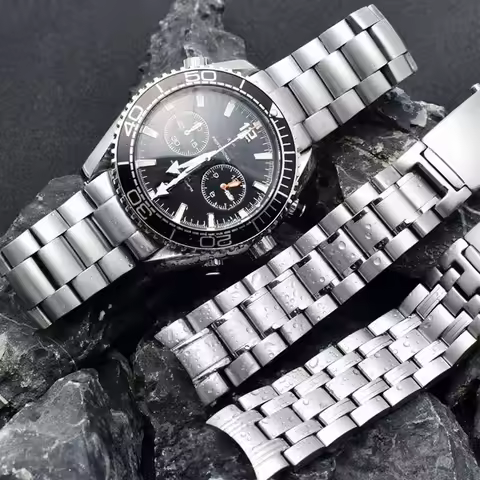 Quality 316L Silver Stainless steel Watch Bands Strap For omega seamaster speedmaster planet ocean B