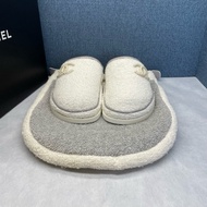 闲置成色，香奈儿CHANEL 雙C大logo 白色毛巾女士拖鞋，36碼，附件塵袋