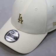 正版專場：現貨NewEra帽子韓國代購紐亦華MLB棒球帽LA道奇隊金屬小標米白鴨舌帽