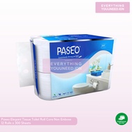 Paseo Elegant Toilet Tissue Roll Core Non Emboss 12 Rolls x 300 Sheets