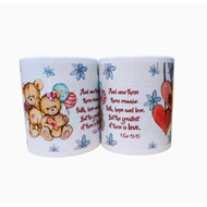 Christian Teddy Bear Mug – Faith, Hope & Love (1 Corinthians 13:13) | 11oz Ceramic Mug * Christian