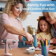 Tilswall 4V Cordless Hot Glue Gun with 20pcs 7mmx140mm Glue Sticks, 30s Fast Preheat, Auto Shut-Off,