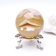 勾花。礦石球 擺件 療癒 l櫻花瑪瑙球開口笑晶洞 磨砂l