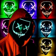 1pcs Scary LED Halloween Mask Light up Mask Cosplay LED Rave Face Mask Costume 3 Lighting Modes Masks for Men Women Kids